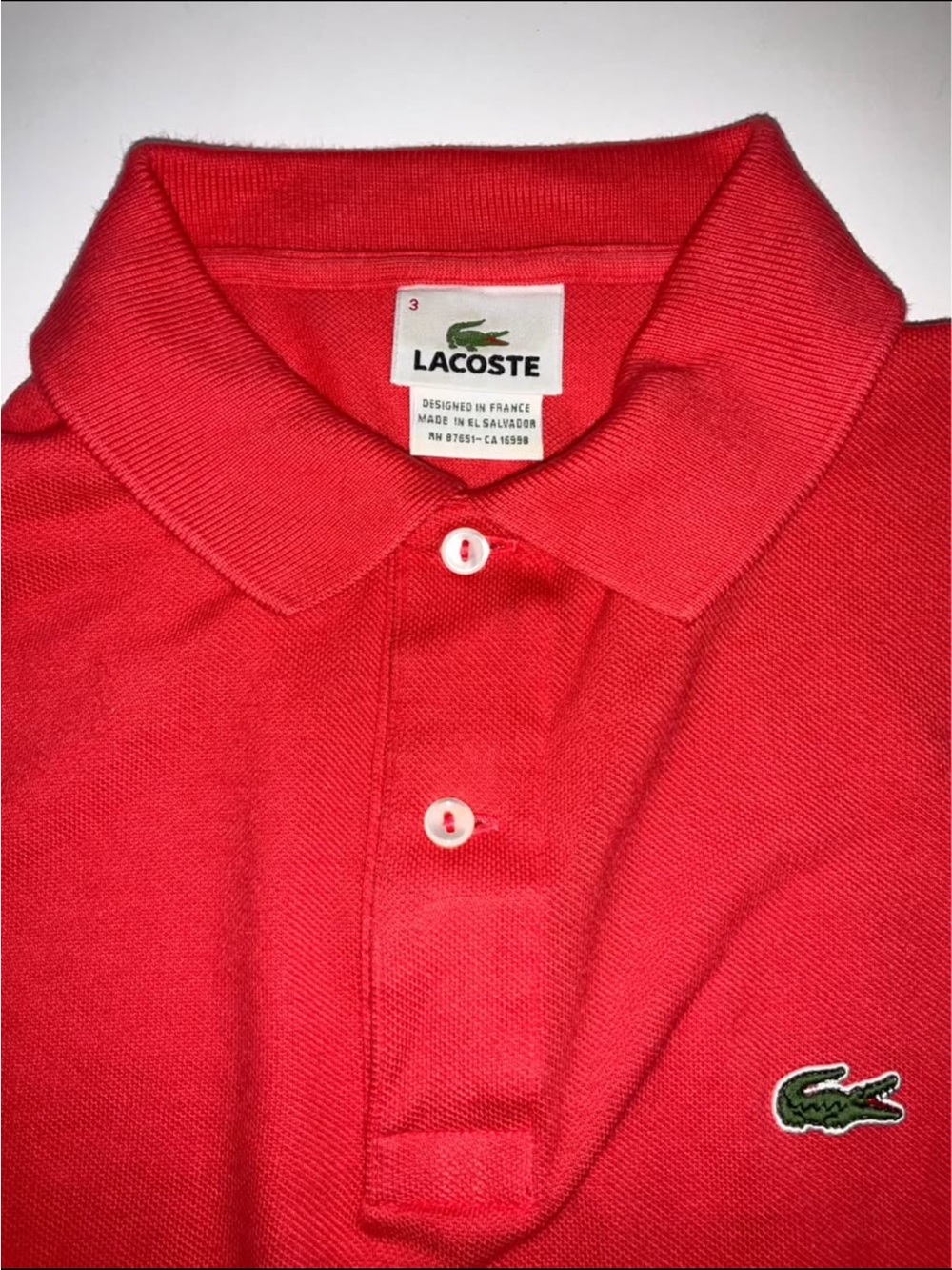 Lacoste Men's Red Polo with Embroidered Crocodile size M